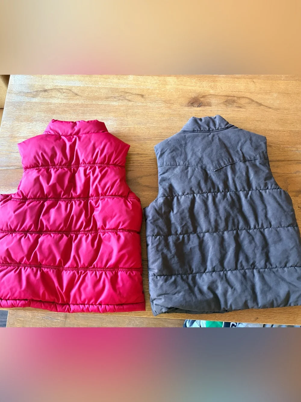 Boys size 8 Red Puffer Vest & Old Navy Gray Quilted Vest Set